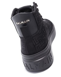 schwarze hohe Sneakers aus Segeltuch von Balmain