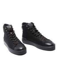 schwarze hohe Sneakers aus Segeltuch von Balmain