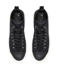 schwarze hohe Sneakers aus Segeltuch von Giuseppe Zanotti