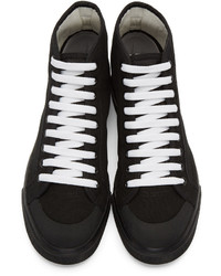schwarze hohe Sneakers aus Segeltuch von Raf Simons