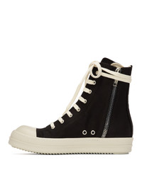 schwarze hohe Sneakers aus Segeltuch von Rick Owens DRKSHDW