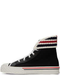 schwarze hohe Sneakers aus Segeltuch von Thom Browne