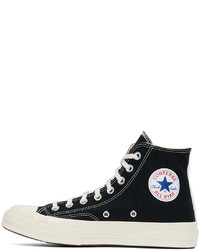 schwarze hohe Sneakers aus Segeltuch von Comme Des Garcons Play