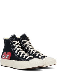 schwarze hohe Sneakers aus Segeltuch von Comme Des Garcons Play