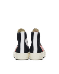 schwarze hohe Sneakers aus Segeltuch von Comme Des Garcons Play