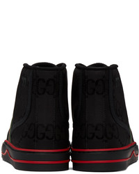 schwarze hohe Sneakers aus Segeltuch von Gucci
