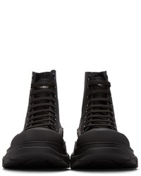 schwarze hohe Sneakers aus Segeltuch von Alexander McQueen