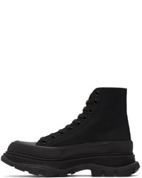 schwarze hohe Sneakers aus Segeltuch von Alexander McQueen