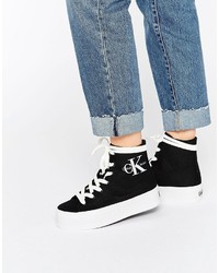 schwarze hohe Sneakers aus Segeltuch von Calvin Klein Jeans
