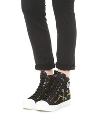 schwarze hohe Sneakers aus Segeltuch von Moschino