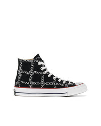 schwarze hohe Sneakers aus Segeltuch von Converse X JW Anderson