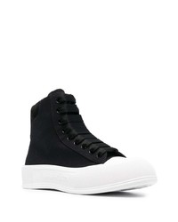 schwarze hohe Sneakers aus Segeltuch von Alexander McQueen