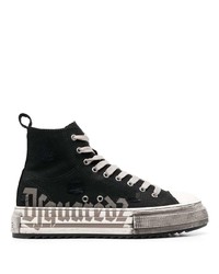 schwarze hohe Sneakers aus Segeltuch von DSQUARED2