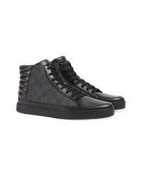 schwarze hohe Sneakers aus Segeltuch von Gucci