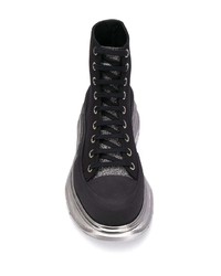 schwarze hohe Sneakers aus Segeltuch von Alexander McQueen