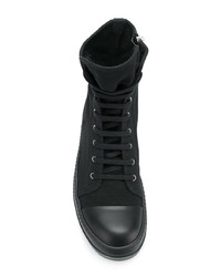 schwarze hohe Sneakers aus Segeltuch von Rick Owens DRKSHDW