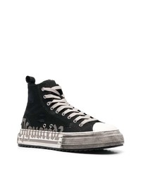 schwarze hohe Sneakers aus Segeltuch von DSQUARED2