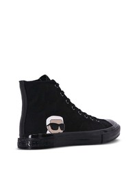 schwarze hohe Sneakers aus Segeltuch von Karl Lagerfeld