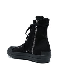 schwarze hohe Sneakers aus Segeltuch von Rick Owens DRKSHDW