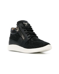 schwarze hohe Sneakers aus Segeltuch von Giuseppe Zanotti Design