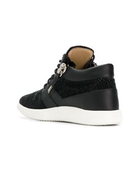 schwarze hohe Sneakers aus Segeltuch von Giuseppe Zanotti Design