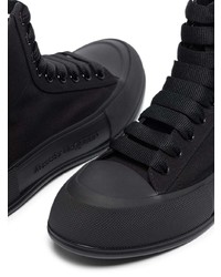 schwarze hohe Sneakers aus Segeltuch von Alexander McQueen