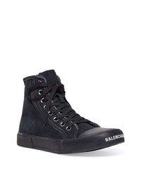 schwarze hohe Sneakers aus Segeltuch von Balenciaga