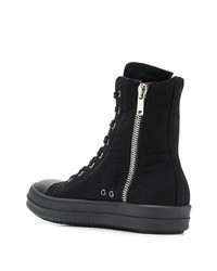 schwarze hohe Sneakers aus Segeltuch von Rick Owens DRKSHDW