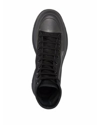 schwarze hohe Sneakers aus Segeltuch von Alexander McQueen