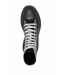 schwarze hohe Sneakers aus Segeltuch von Alexander McQueen