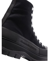 schwarze hohe Sneakers aus Segeltuch von Alexander McQueen