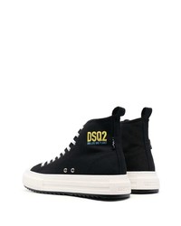 schwarze hohe Sneakers aus Segeltuch von DSQUARED2