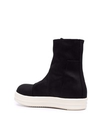 schwarze hohe Sneakers aus Segeltuch von Rick Owens