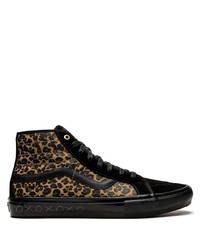 schwarze hohe Sneakers aus Wildleder mit Leopardenmuster von Vans