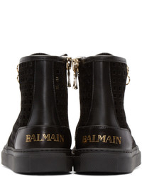 schwarze hohe Sneakers aus Wildleder von Balmain