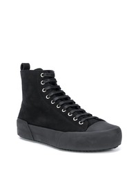 schwarze hohe Sneakers aus Wildleder von Jil Sander