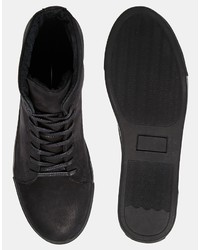 schwarze hohe Sneakers aus Wildleder von Selected