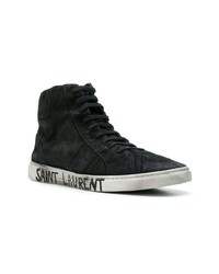 schwarze hohe Sneakers aus Wildleder von Saint Laurent