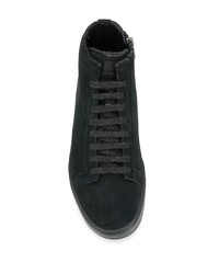 schwarze hohe Sneakers aus Wildleder von Santoni