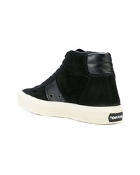 schwarze hohe Sneakers aus Wildleder von Tom Ford