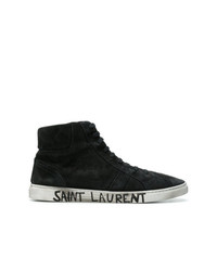 schwarze hohe Sneakers aus Wildleder von Saint Laurent