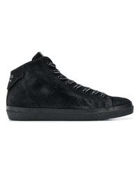 schwarze hohe Sneakers aus Wildleder von Leather Crown