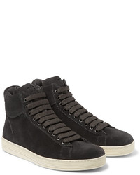 schwarze hohe Sneakers aus Wildleder von Tom Ford