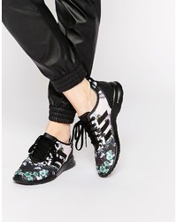 schwarze hohe Sneakers mit Blumenmuster