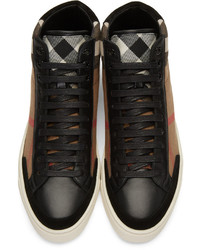 schwarze hohe Sneakers mit Karomuster von Burberry