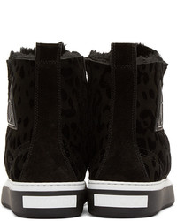 schwarze hohe Sneakers mit Leopardenmuster von Jimmy Choo