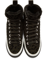 schwarze hohe Sneakers mit Leopardenmuster von Jimmy Choo