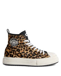 schwarze hohe Sneakers mit Leopardenmuster von DSQUARED2