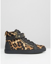 schwarze hohe Sneakers mit Leopardenmuster von Juicy Couture