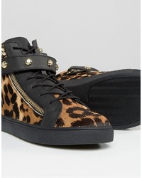 schwarze hohe Sneakers mit Leopardenmuster von Juicy Couture